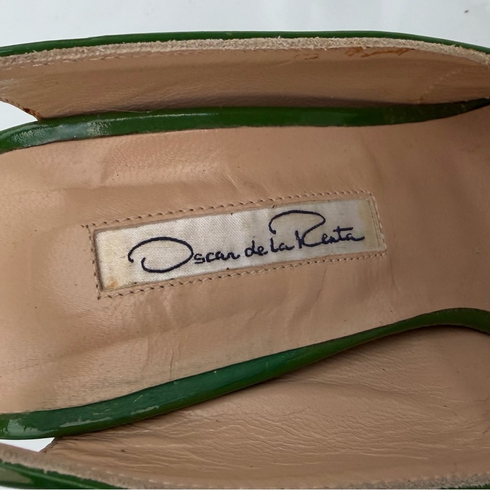 Oscar de la Renta Vintage Emerald Green Slingback Heels – Size 38 - Picture 4 of 11